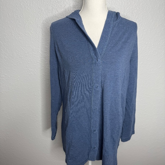 Pre-Owned Pure Jill Blue Hooded Top Sweatshirt Cardigan Size Medium -cp - Picture 3 of 9